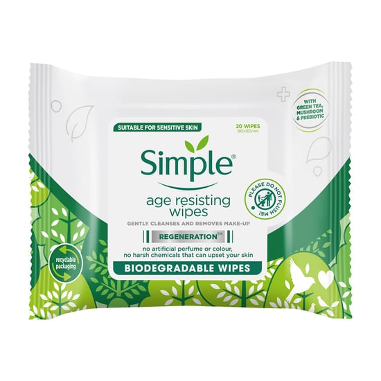 Simple Regeneration Age-Resisting Cleansing Wipes with Green Tea Goodness, 3Pack