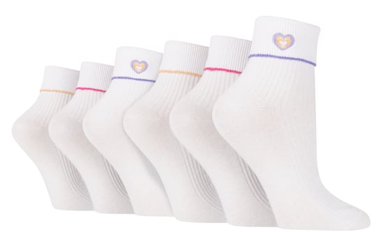 6 Paar Damen Lounge Turn Cuff Socken | Wildfeet | Knöchel gestrickte Socken - Herz - Image 1
