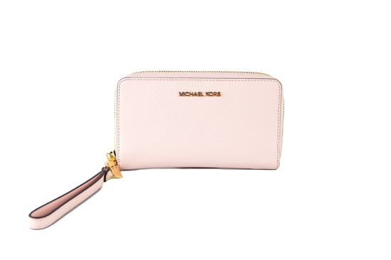 Michael Kors Jet Set Große Signatur Leder Flach Multifunktionale Telefon Handgelenktasche Geldbörse (Puderrosa/Edelstahl) - Image 1
