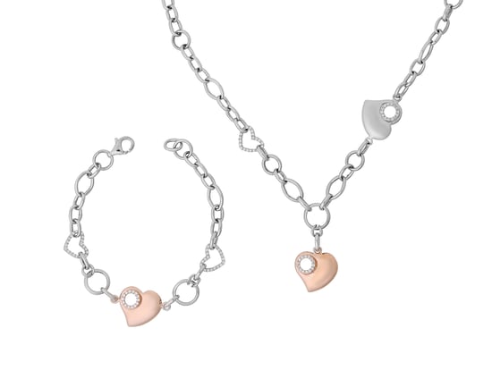 Orphelia Damen-Set aus 925er Sterlingsilber: Kette + Armband – Silber/Rosé SET-049 - Image 1
