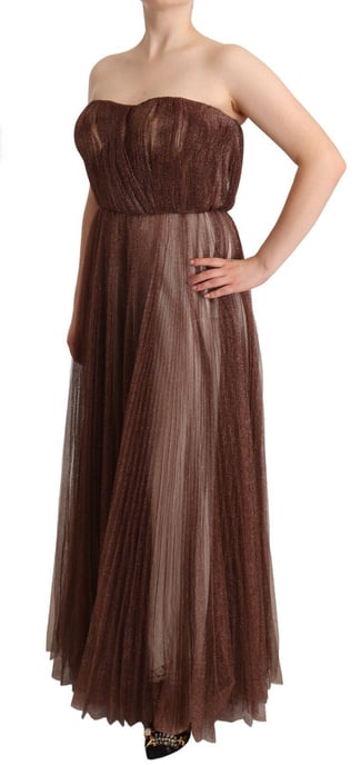 Dolce & Gabbana Metallic Bronze Polyester Maxikleid für Damen - Image 2