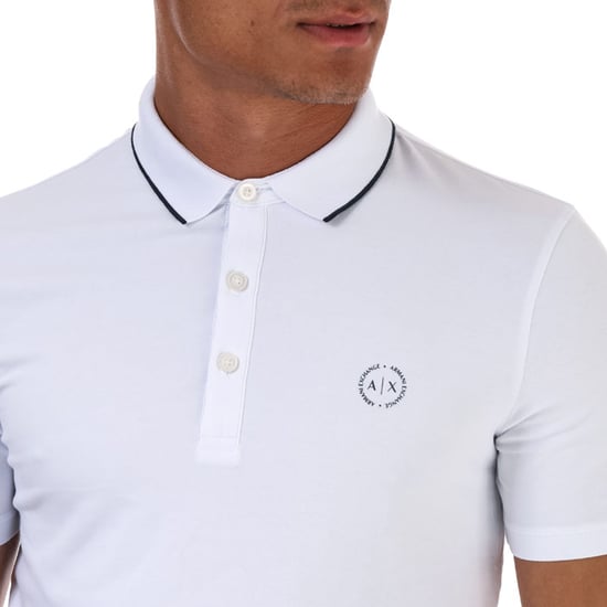 Men's Armani Exchange Bold Tipped Polo Shirt in White