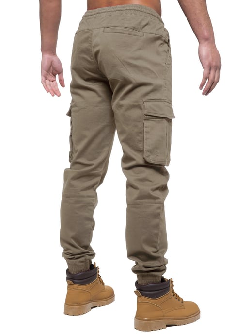 Enzo | Herren Cargo-Jogger-Jeans - Beige - Image 4