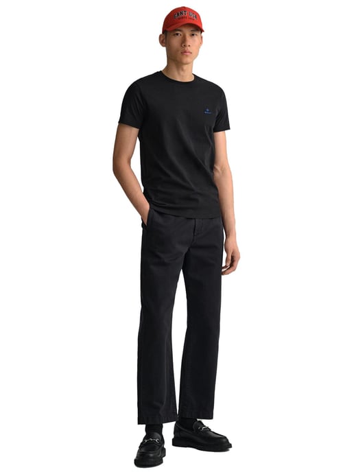 Gant | Mens Rundhals T-Shirt Kontrast Logo - schwarz - Image 5