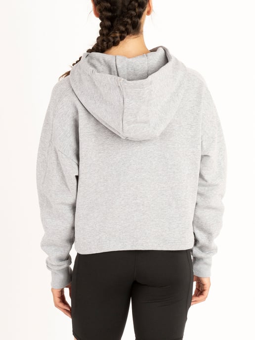 Luke 1977 Womens Cobra Cropped Workout Hoodie in Light Grey