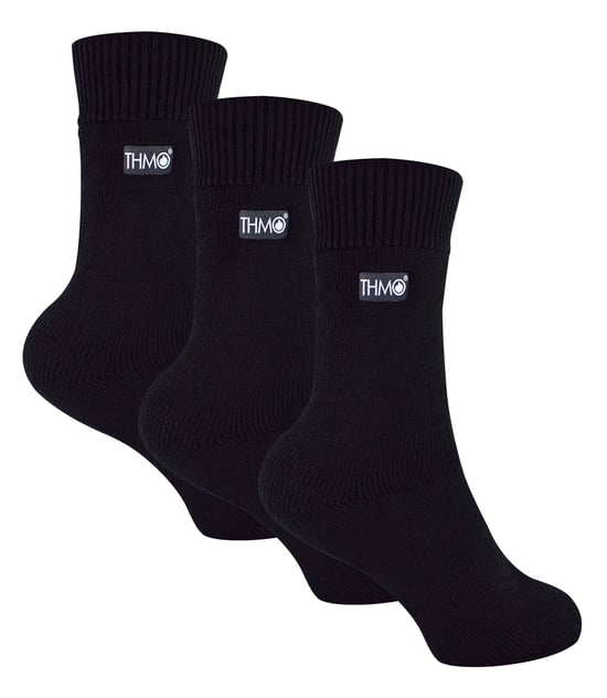 3 Paar Thermosocken für Kinder im Multipack | THMO | Gerippte, weiche Fleece-Flauschige Innensocken für Jungen und Mädchen, Schwarz - Image 1