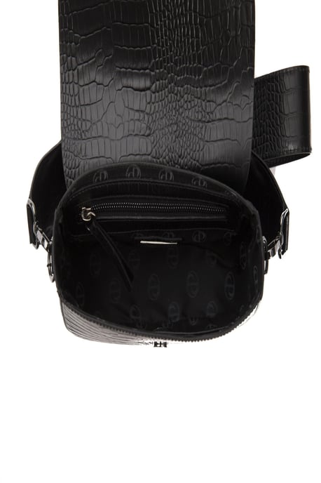 Pompei Donatella Damen Schwarz Leder Umhängetasche - Image 5