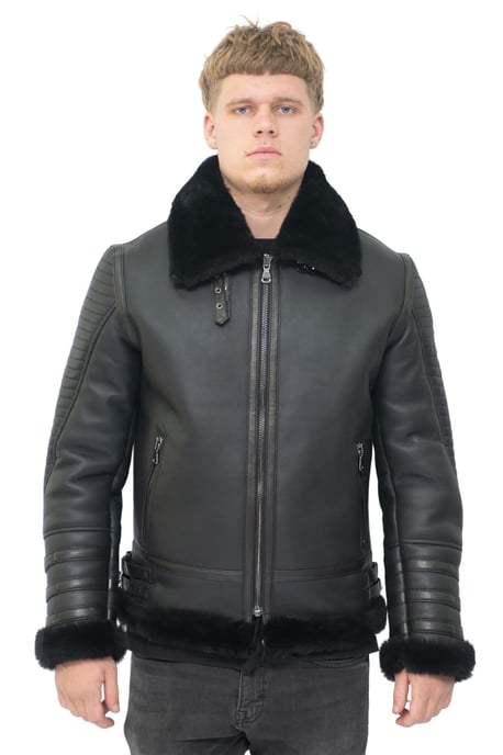Mens Retro Sheepskin Bomber Jacket-Asheville