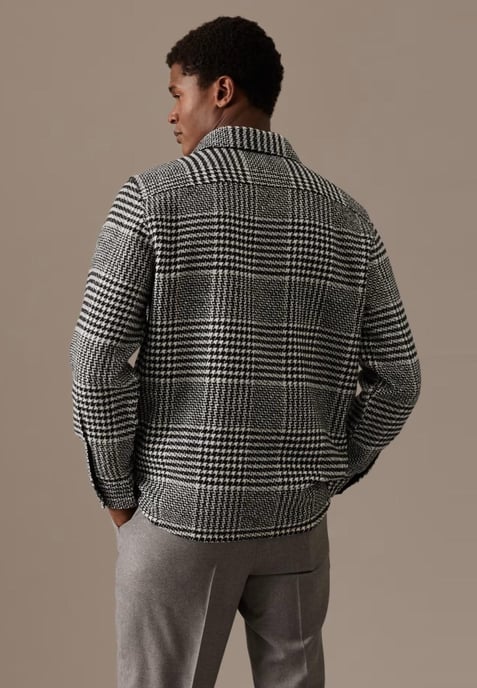 Autograph Mens Wool Blend Overshirt Schwarz/Weiß Check - Image 2