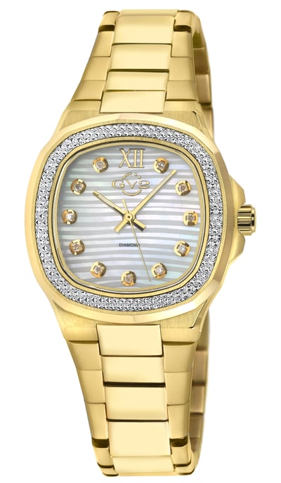 GV2 Potente Lady White MOP dial, 316L Stainless Steel IPYG Diamond  Swiss Quartz  Watch