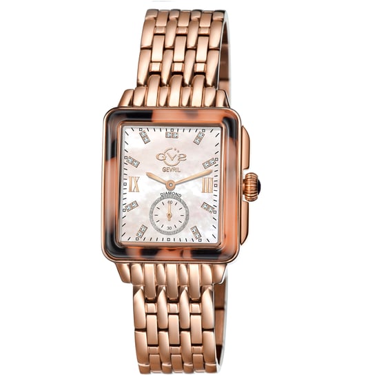 GV2 Women's Bari Tortoise Swiss Quartz Diamonds Mother of Pearl Dial Rose Gold Swiss Quartz Watch