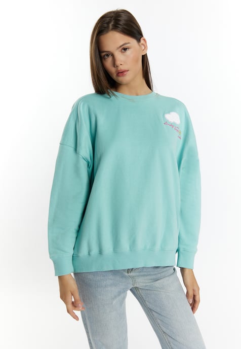 Mymo Sweatshirt mit Rundhalsausschnitt Damen Aqua - Image 2