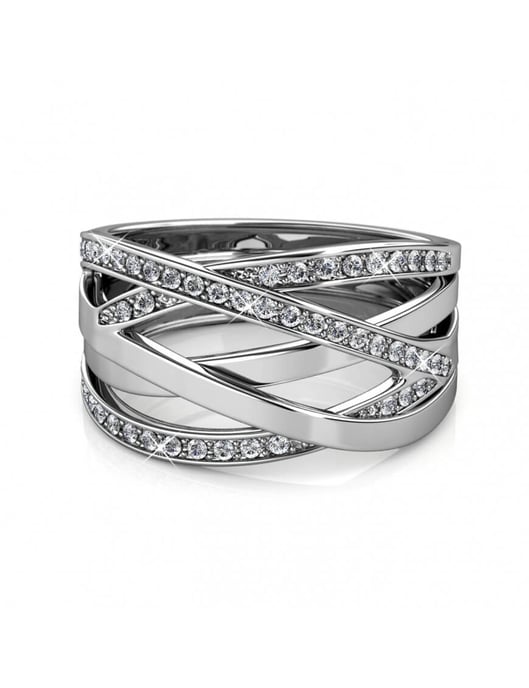 Criss Cross Ring - Silber und Kristall - Image 3