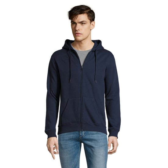 SOLS Mens Seven Full Zip Hooded Sweatshirt / Hoodie (French Navy) - Image 3