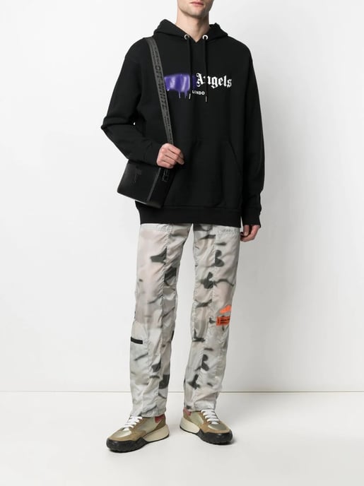 Palm Angels London Lila Sprühlogo Hoodie Schwarz - Image 5