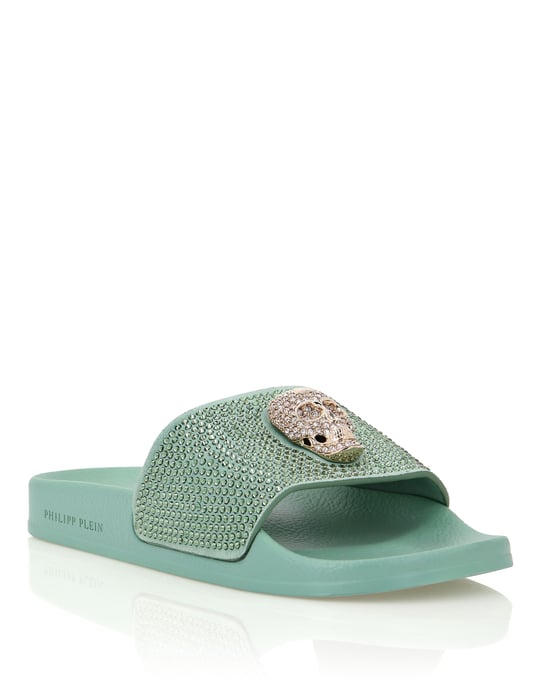 Philipp Plein Flache Sandalen mit Skull-Detail - Türkis - Image 1