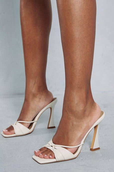 Strappy Square Toe Block Heels