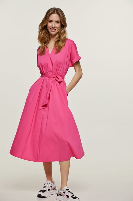 Fuchsia A Line Midikleid mit Gürtel - Image 5