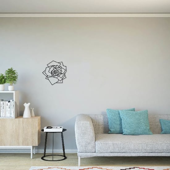 HOMEMANIA Geometric Rose Flower Wall Decoration, in Black