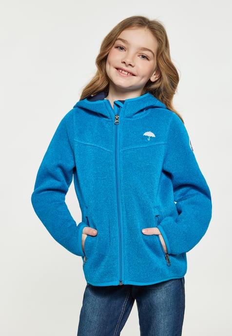 Schmuddelwedda Strickfleeceblouson Mädchen (Kids) Cyanblau Melange - Image 3