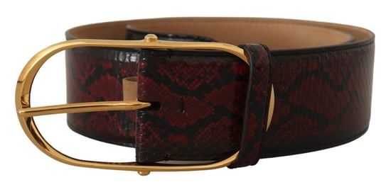 Dolce & Gabbana Women's Red Exotic Leather Gold Oval Buckle Belt