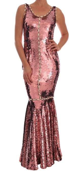 Dolce & Gabbana Robe fourreau rose pailletée et cristal pour femme - Image 1