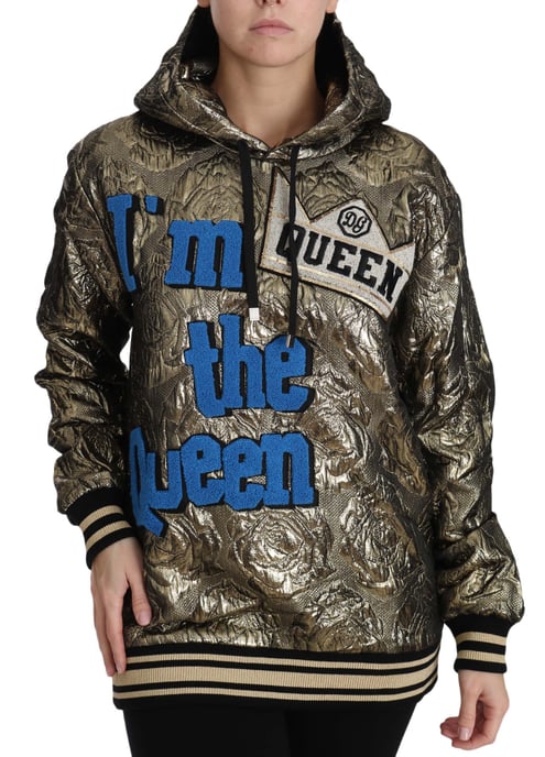 Dolce & Gabbana Women's Im The Queen Jaquard Gold Sweatshirt à capuche - Image 4