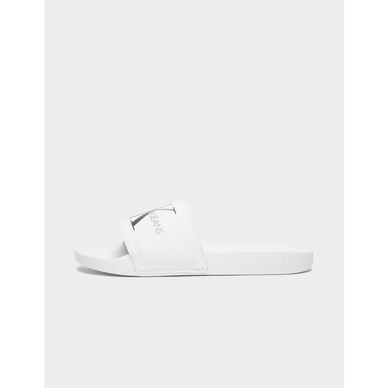 Women's Calvin Klein Monogram Sliders in White
