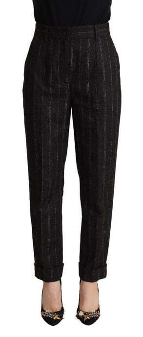 Gestreifte Hoch taillierte schmal zulaufende Hose - Image 1