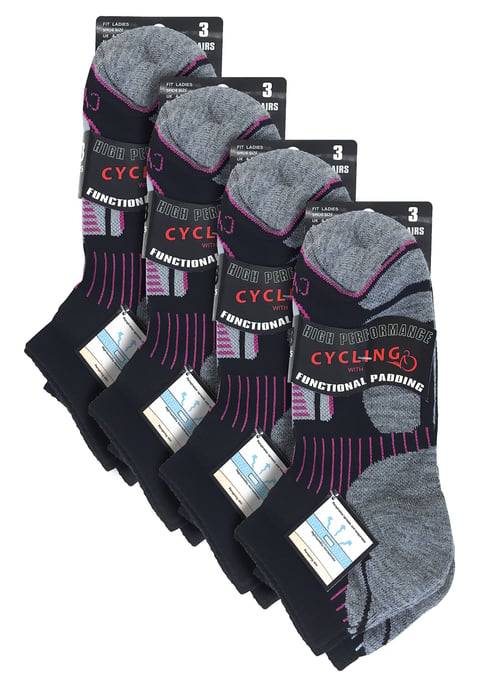 12 Paar Multipack Damen Radsport Socken | Socken Snob | Schwarz Low Cut Socken | Ideal für Laufen, Fitnessstudio & Sport - Schwarz - Image 2