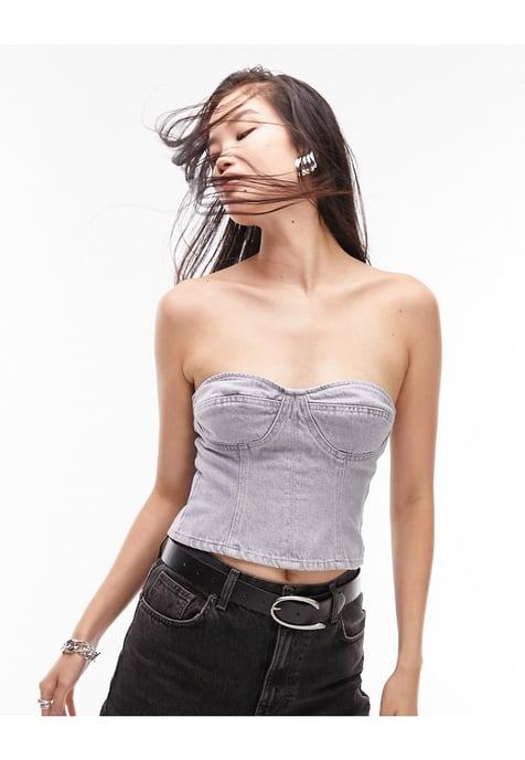 Topshop denim corset in grey
