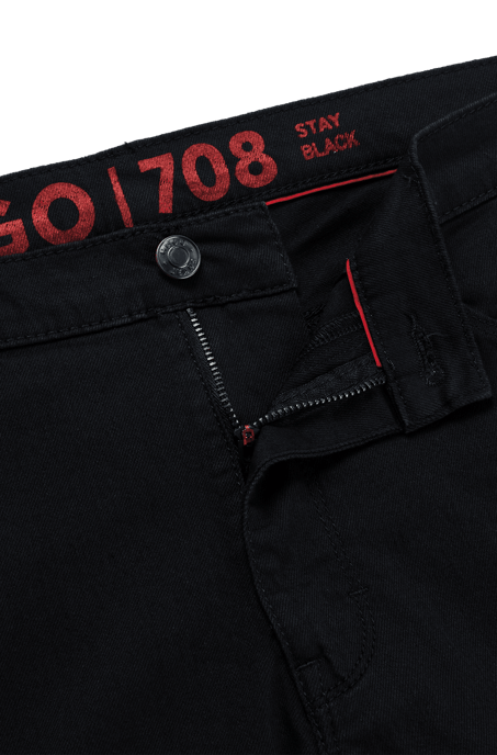 Men's Hugo Slim-Fit Comfort Stretch Jeans in Black - Image 2