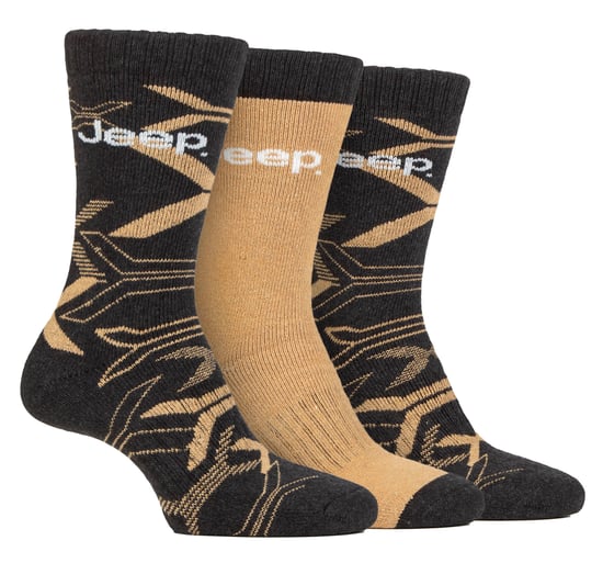 Herren Walking Boot Socken | Jeep | Voll Kissen Anti Blister Camoflauge Socken, gestrickt Recycelt Baumwolle Camo Socken - Khaki / Stein - Image 1