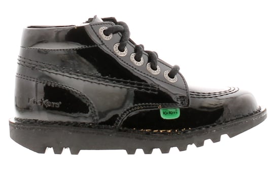 Kickers Younger Girls Ankle Boots Hi Zip Leder mit Spitze und Reißverschluss schwarz Lack - Image 2