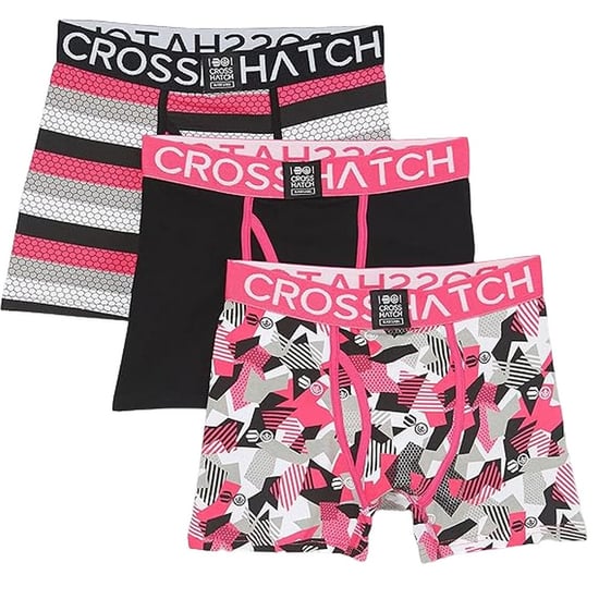 Crosshatch - "Crystaline" Boxershorts für Herren (3er-Pack) (Fuchsie/Schwarz/Grau) - Image 1