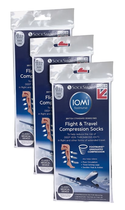 3 Paar Multipack Herren Flug Socken | IOMI | Graduated Compressions Socken für geschwollene Füße | DVT Socken für Reisen, Laufen, Radfahren - Schwarz - Image 2