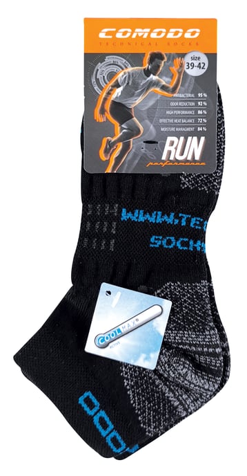 Chaussettes Running pour Ete | COMODO | Légères Chaussettes Coolmax Basses - Noir - Image 2