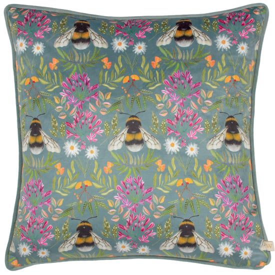 Wylder Nature House of Bloom Zinnia Bee Repeat Piped Cushion Cover