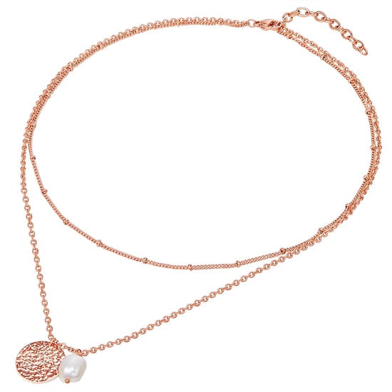 Necklace stainless steel rose gold freshwater cultured pearl white Valero Pearls