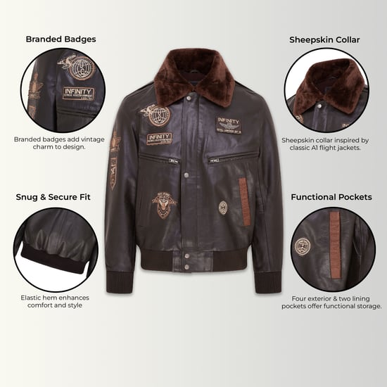 Mens Brown Leather US Air Force Bomber Jacket- Lieksa