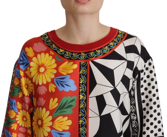 Dolce & Gabbana Multicolor Printed Baroque Loose Long Women's Sleeve