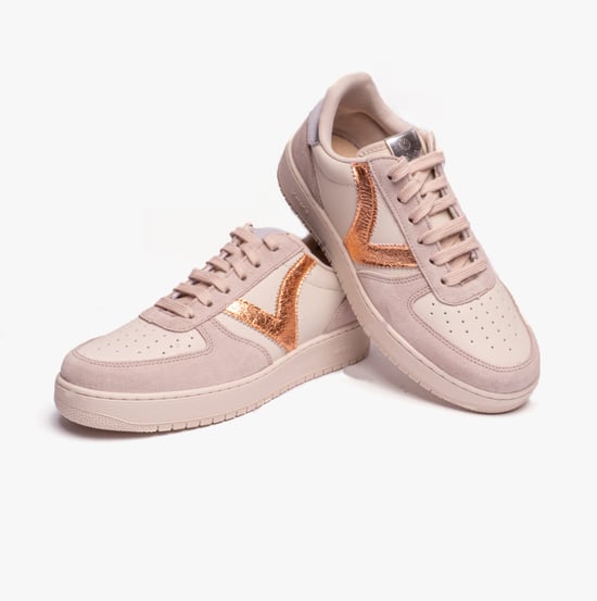 MADRID METAL & SPLIT LEATHER Womens Trainers Nude