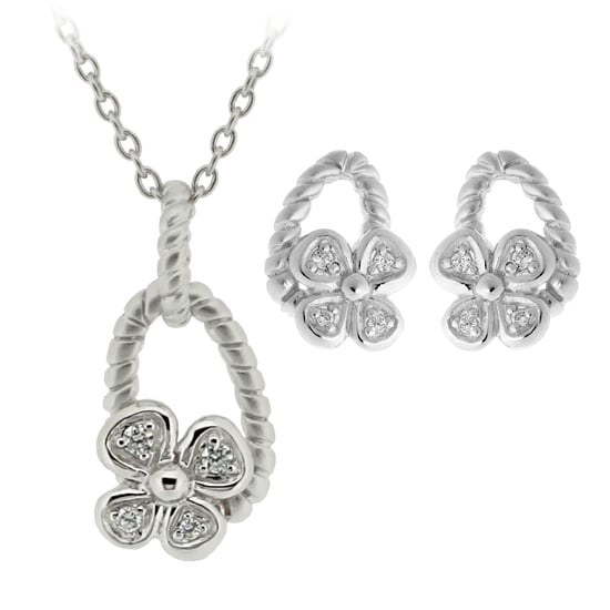 Orphelia Damen 925 Sterling Silber Set: Kettenanhänger + Ohrringe - Silber SET-6020 - Image 1