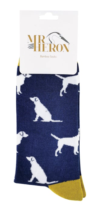 Mr. Heron - Homme Chaussettes Chien Motifs | Chaussettes Bambou Fantaisie - Labrador (Marine) - Image 2
