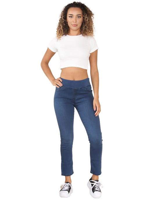 Enzo | Damen Jeans mit breiterer Taille - Blau - Image 4