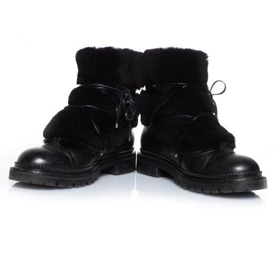 Fell-verzierte Leder Schnürstiefel - Image 6