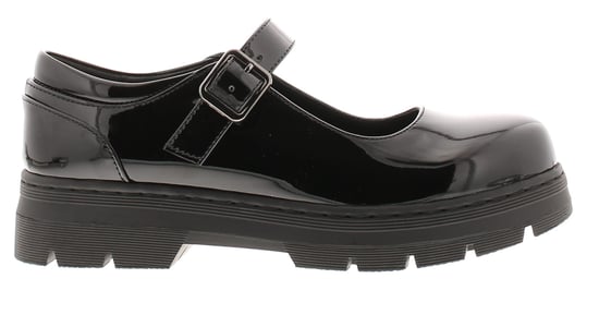 Platino Womens Shoes Work School Jenny Buckle black patent