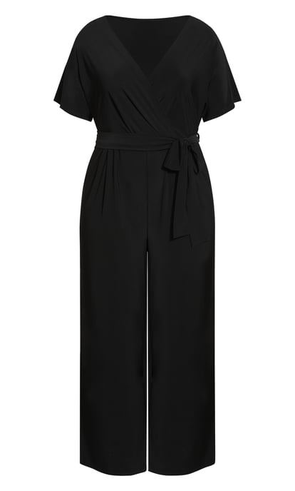 EVANS Women's Wrap Tie Belt Jumpsuit - black