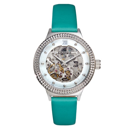Empress Alice Automatic MOP Skeleton Dial Leather-Band Watch