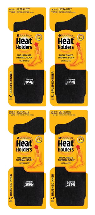 Heat Holders Ultra Lite - 4 Paar Multipack Mens Thermal Socks | Ultra Thin Warm Socks for Dress Socks in Winter - Black - Image 2